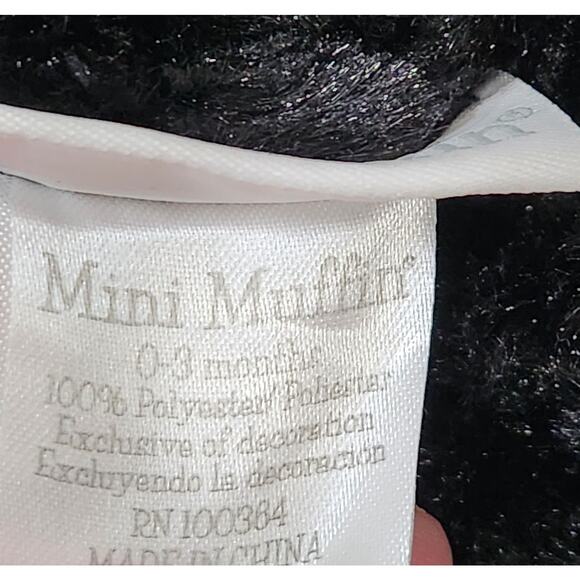 Mini Muffin Black Furry Button Up Coat 0-3 Months Rhinestone Buttons Bows Soft - Picture 3 of 3